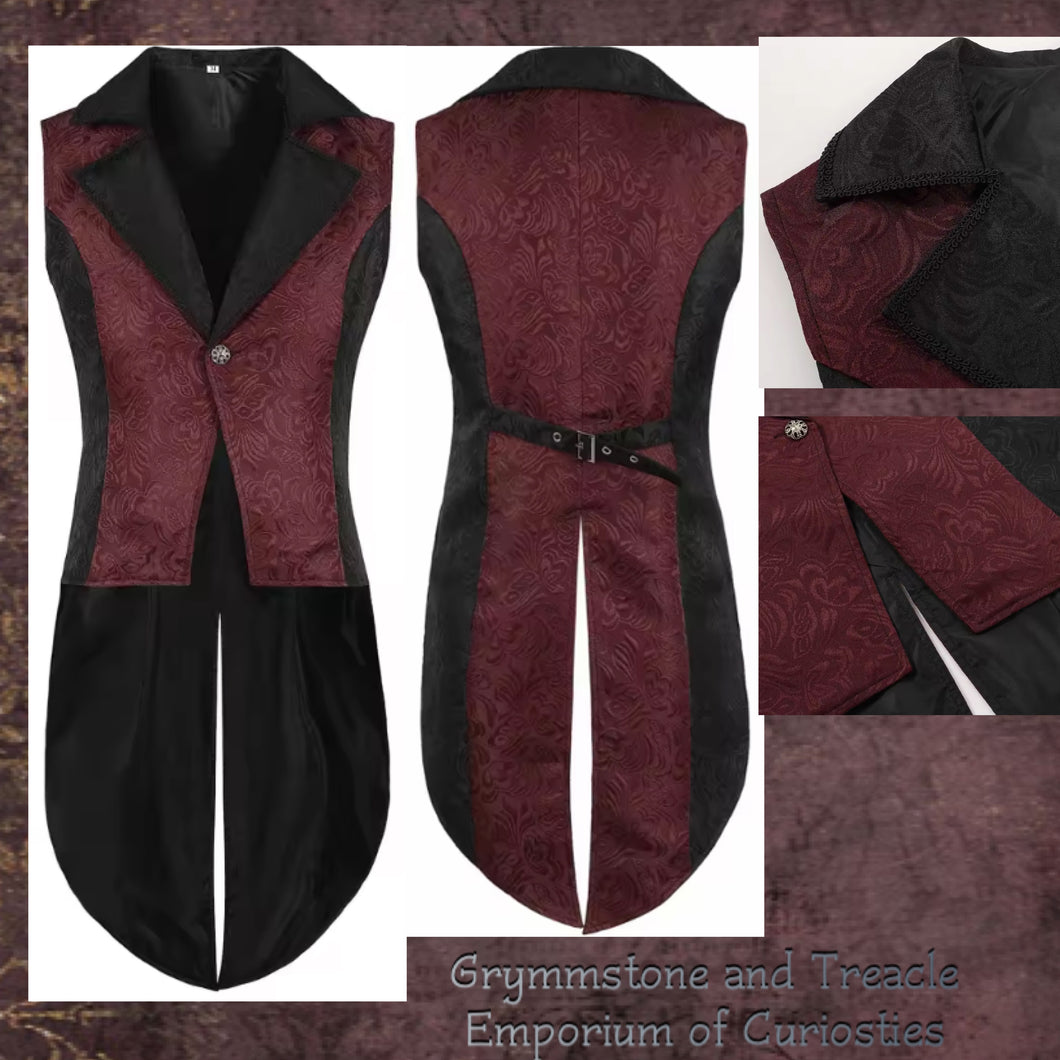 Tarquin Panelled Jacquard Tailed Waistcoat - Medium to Large