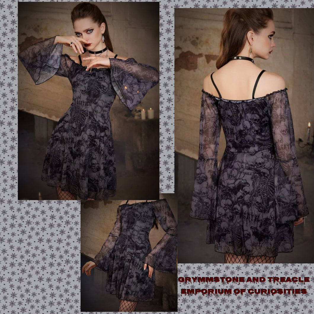 Cemetery Vines Trumpet Sleeve Dress - Size 12