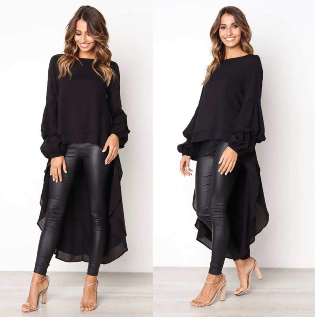 Tailed Georgette Shirt with Bell Sleeves - Size 16