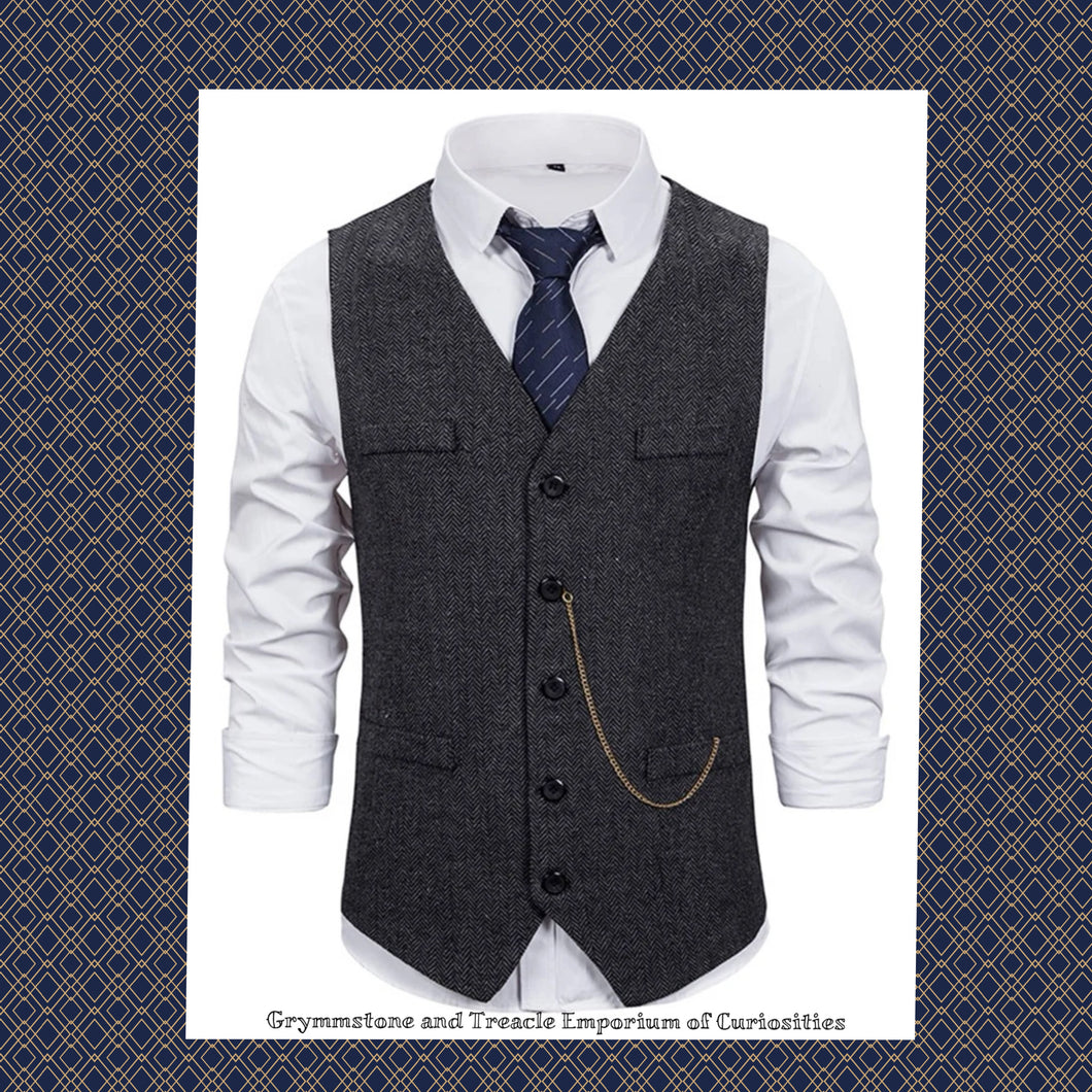 Herringbone Dark Grey Waistcoat