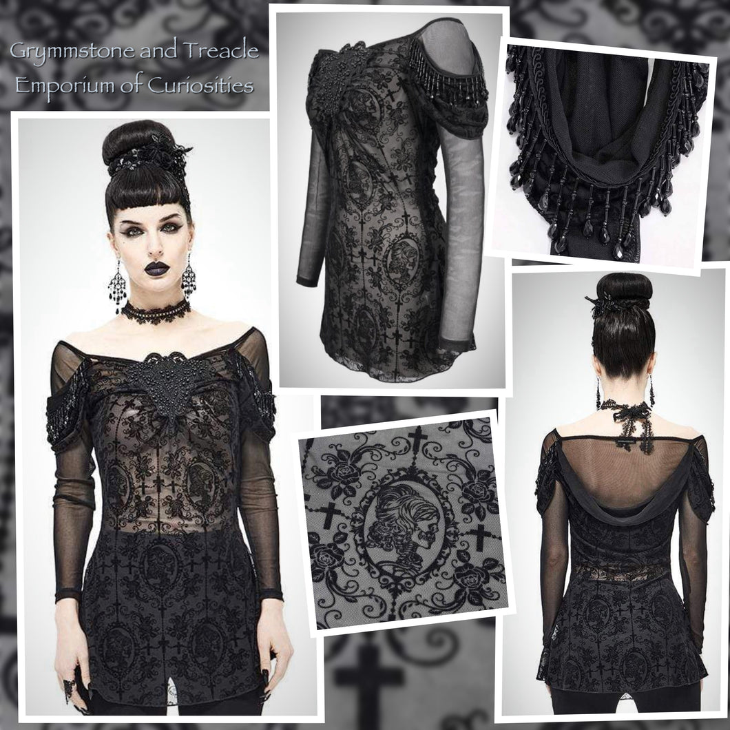 Romance At Midnight Flocked Velvet Top