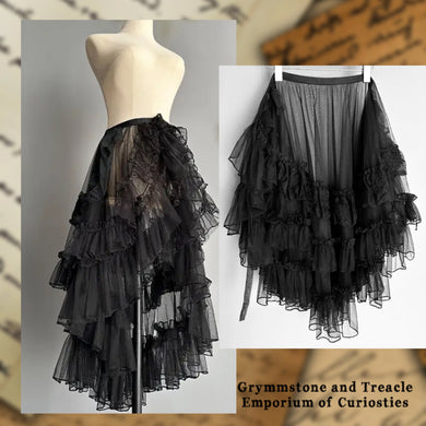 Dark Memento Sheer Tulle and Lace Layered Tie-On Bustle