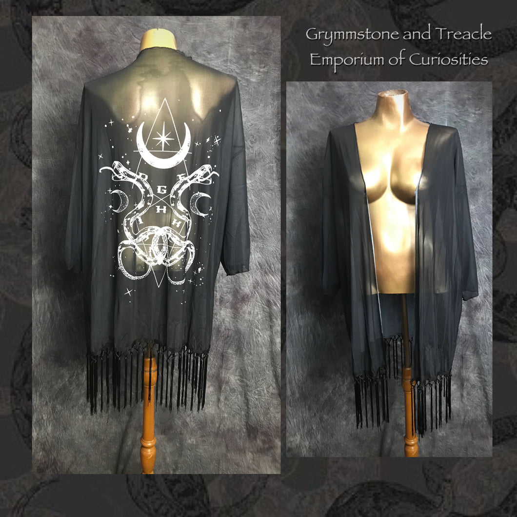 Ophidian Serpent Fringed Kimono - One Size Fits Most