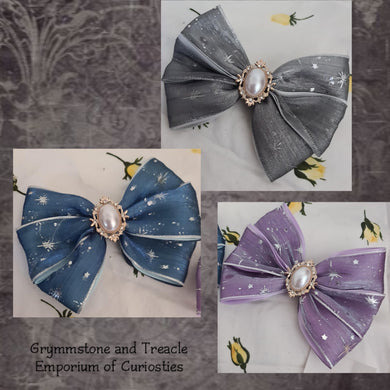 Handmade Grosgrain Bows with Shimmery Organza Overlay