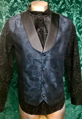 Jacquard Shawl Collar Waistcoat in Licorice Black - 2XL/ Chest 124cm