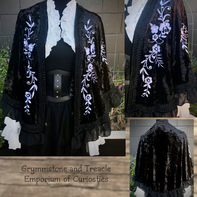 Aster Embroidered Velvet Cape