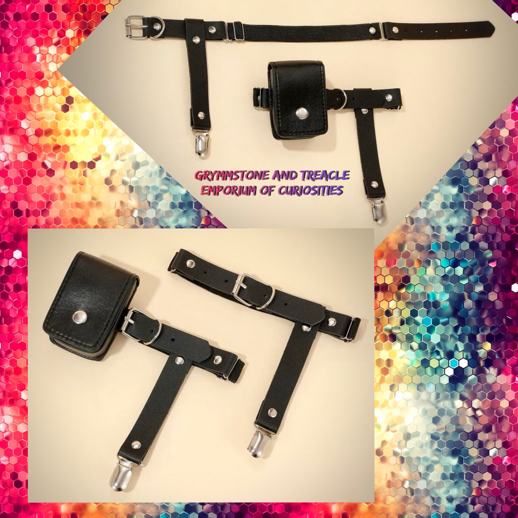 Leg Garters  Set with Small Pouch - Adjustable