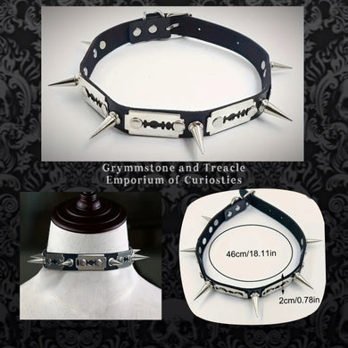 Punk Spike and Razor Blade Choker