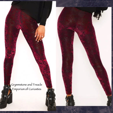Burned Velvet Blood Hex HW Leggings by BlackMilk - XL/ Size 16 to 18