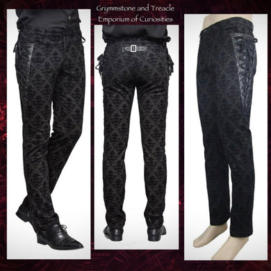 Alessandro Gothic Flocked Trousers - Waist 95cm, Hips 105cm