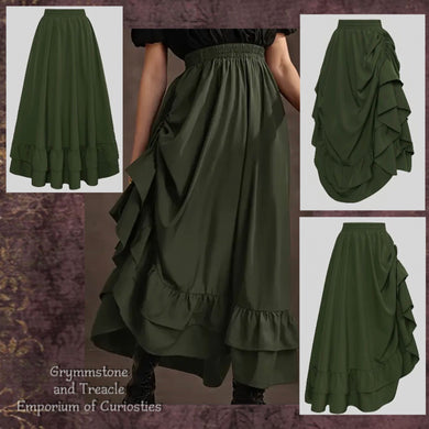 Esme Side Bustle Skirt in Moss Green - Size 12 to 16