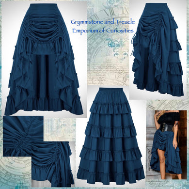 Treasure Trove Cerulean Blue High-Low Skirt with Added Ruffles - Size 12 to 16
