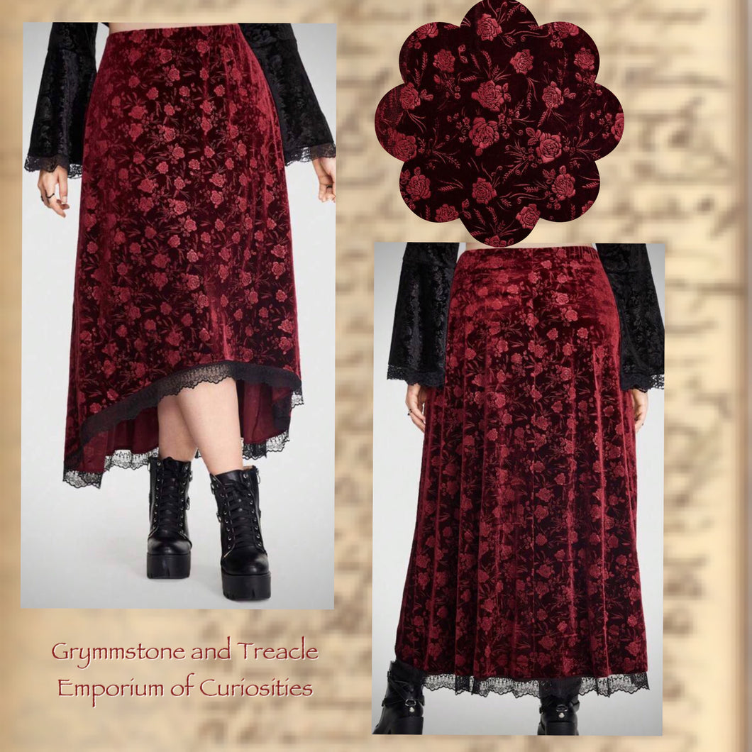 Carnelian Embossed Velvet Skirt - Size 18 to 26