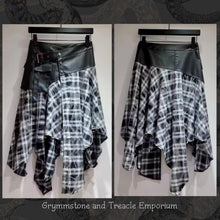 Punk plaid and faux leather handkerchief hem skirt - Size 12 to 14