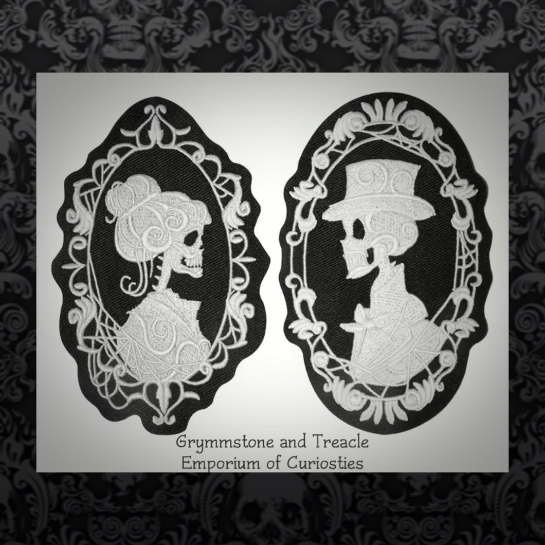 Skeleton Cameo Embroidered Patches
