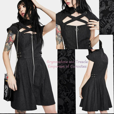 Jawbreaker Manson Pinstripe Skater Dress - Size 14 to 16