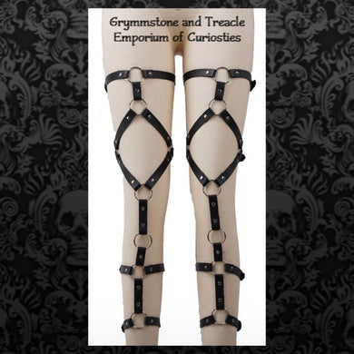 Gothic Harness Leg Strap Pair - Size 10 to 14
