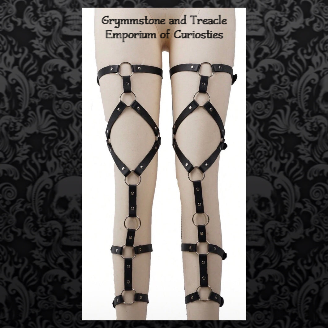 Gothic Harness Leg Strap Pair - Size 10 to 14