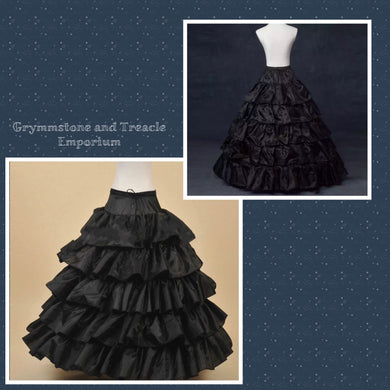 Black Ruffle tiered crinoline with adjustable steel hoops