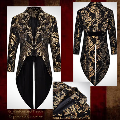 Marchmont Old Gold Tapestry Brocade Damask Tailcoat - 2XL - Chest 127cm