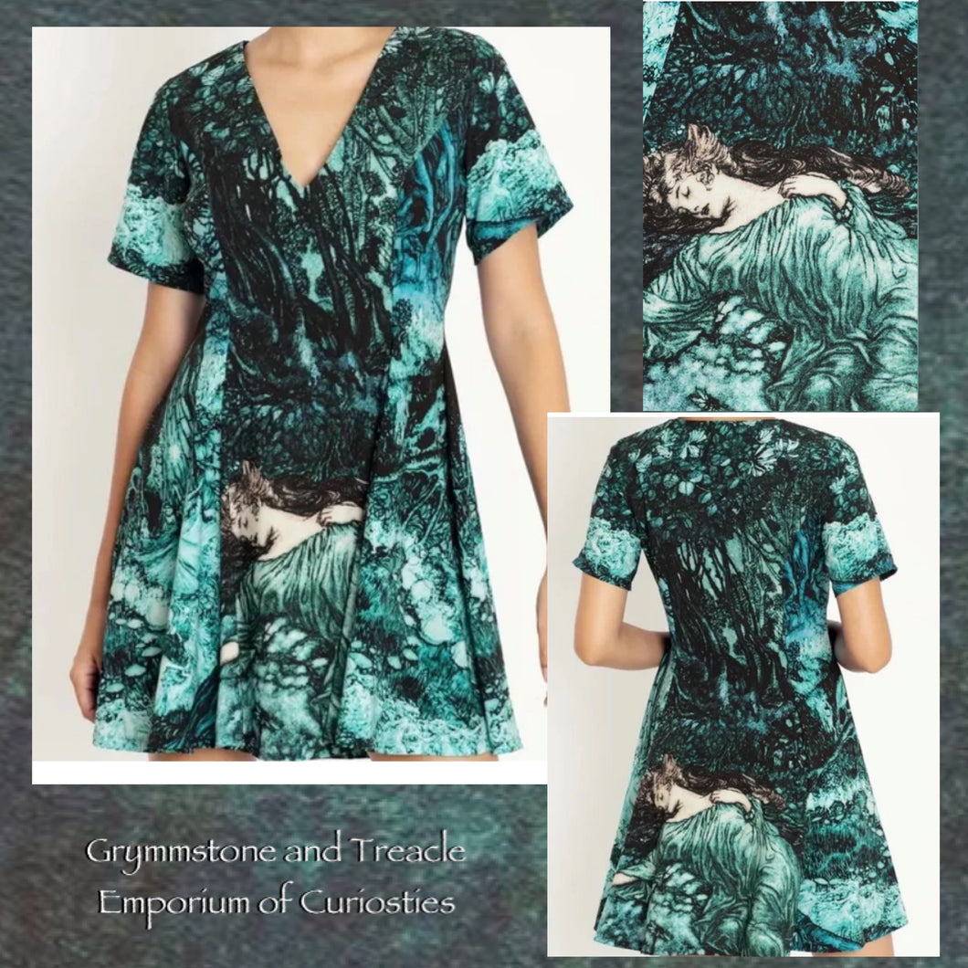 Titania Lying Asleep Evil V Dress by BlackMilk Clothing - 2XL /18 to 20