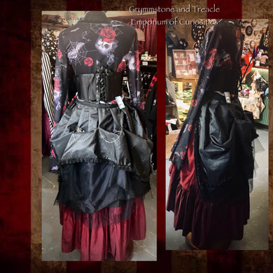 Gothic Faux-Watered Silk Bustle - One of a Kind