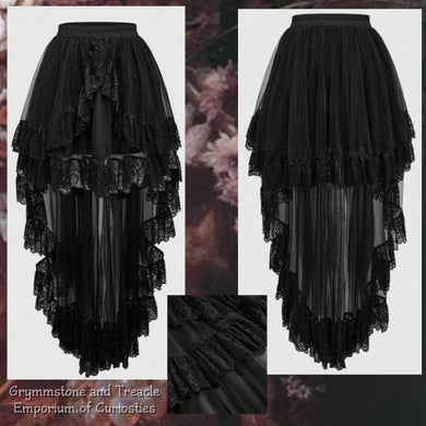 Mandora Tiered Gothic Skirt with Bustle Train - Size 10 to 12