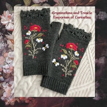 Knitted Embroidered Fingerless Gloves