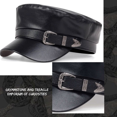 Leatherette Cap with Silver Detailing - Medium