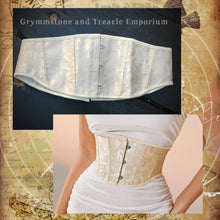 Cream Brocade Waspie Cincher Corset - Size 12 to 14