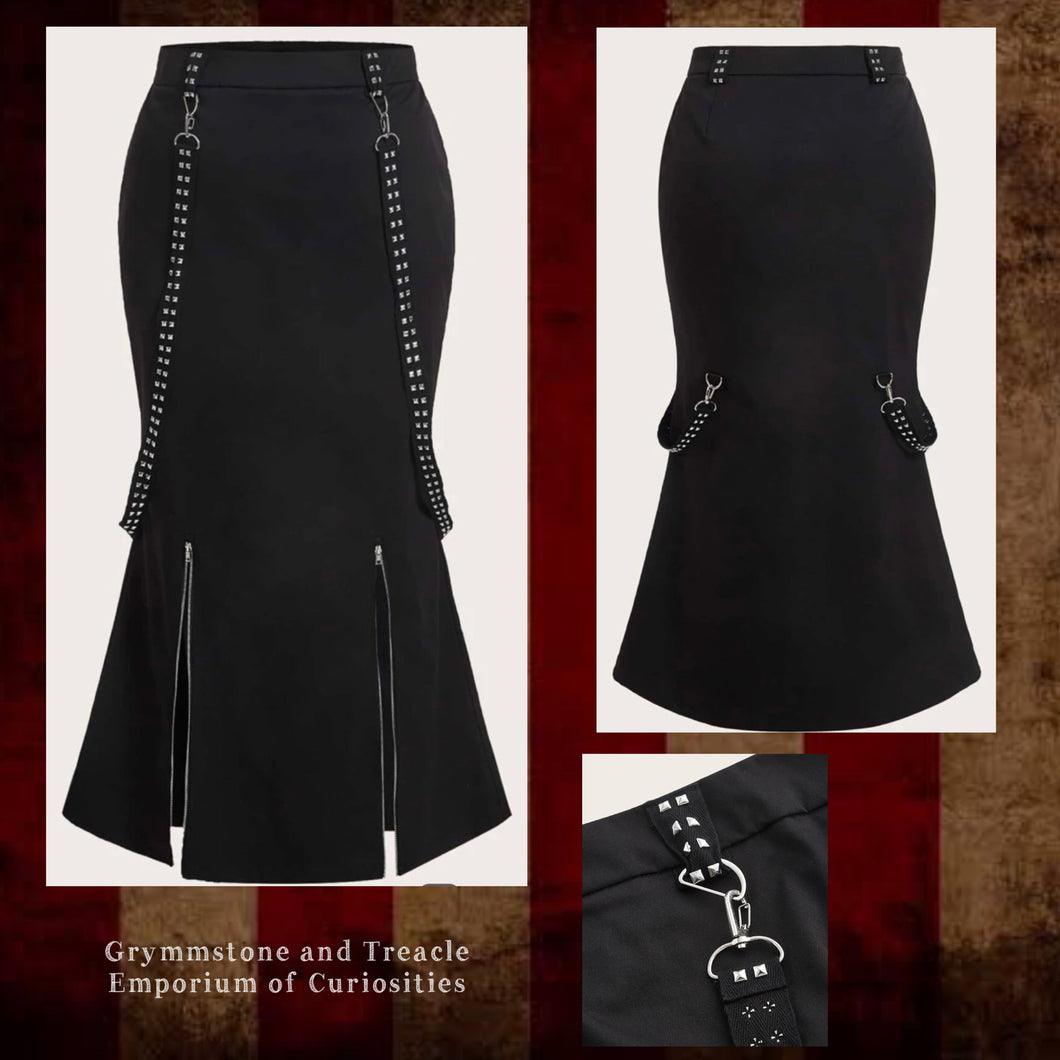 Zephyr Zip Split Studded Strap Skirt - Size 18