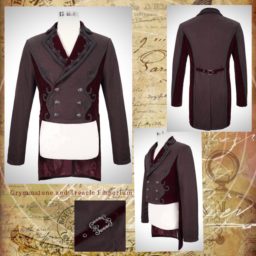 Griffin Double Breasted Twill and Velvet Tailcoat