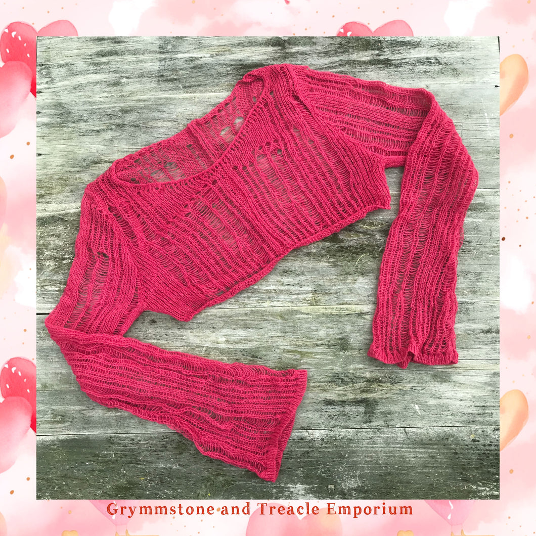 Cropped Grunge Jersey in Raspberry - Size 12