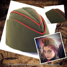 Garrison Cap in army green with red piping 
