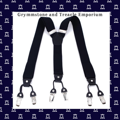 Suspenders - Vintage Style - 6 Clip Black