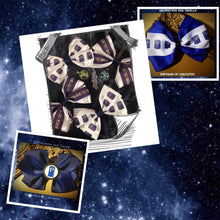 A range of Dr Who themed Hairbows Handmade in Blue and White with the Tardis 