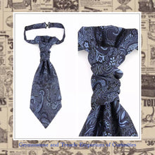 Blue and Black Paisely Brocade Pre-tied Cravat 