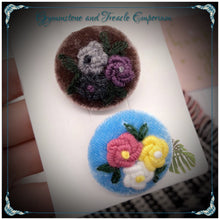 Velvet embroidered button Brooches.