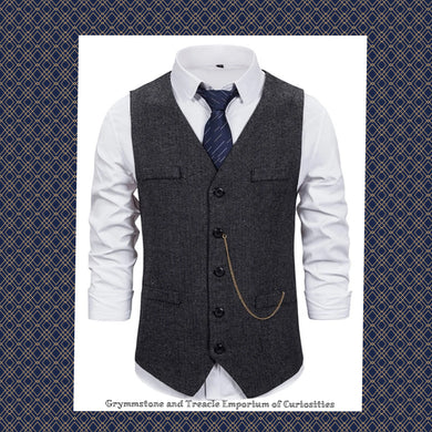 Herringbone Dark Grey Waistcoat