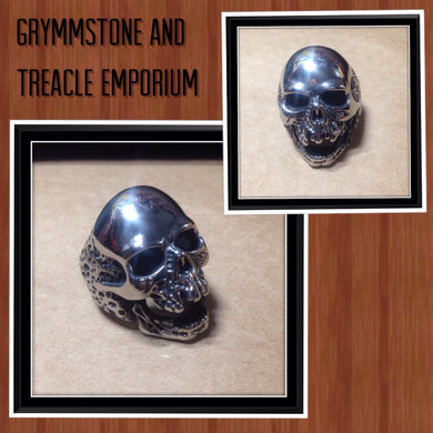large silver skull ring