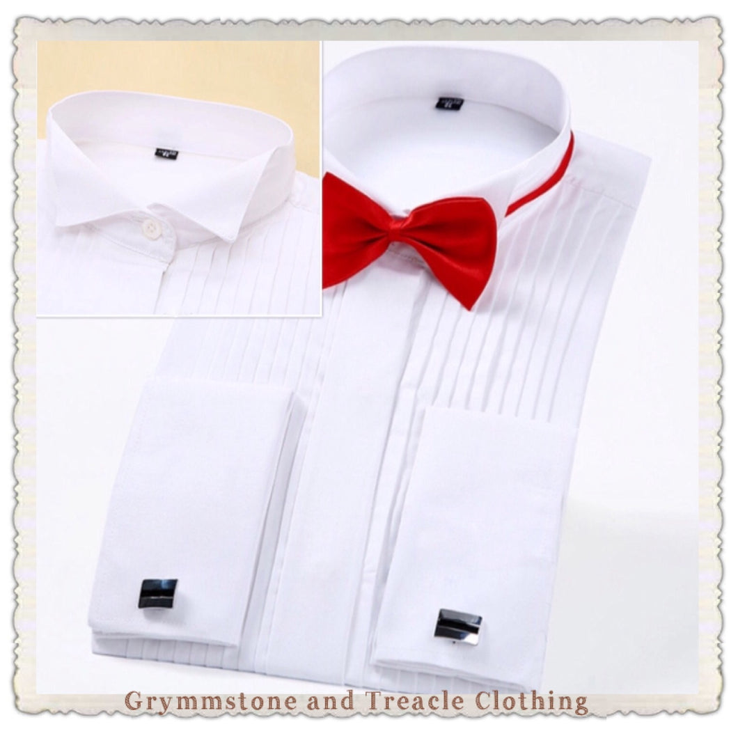 wing tip collar formal shirt French cuffs white