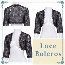 Black lace bolero with 3/4 sleeves