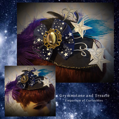 Fascinator with Blue Star Ribbon and Silver Embroidered Stars