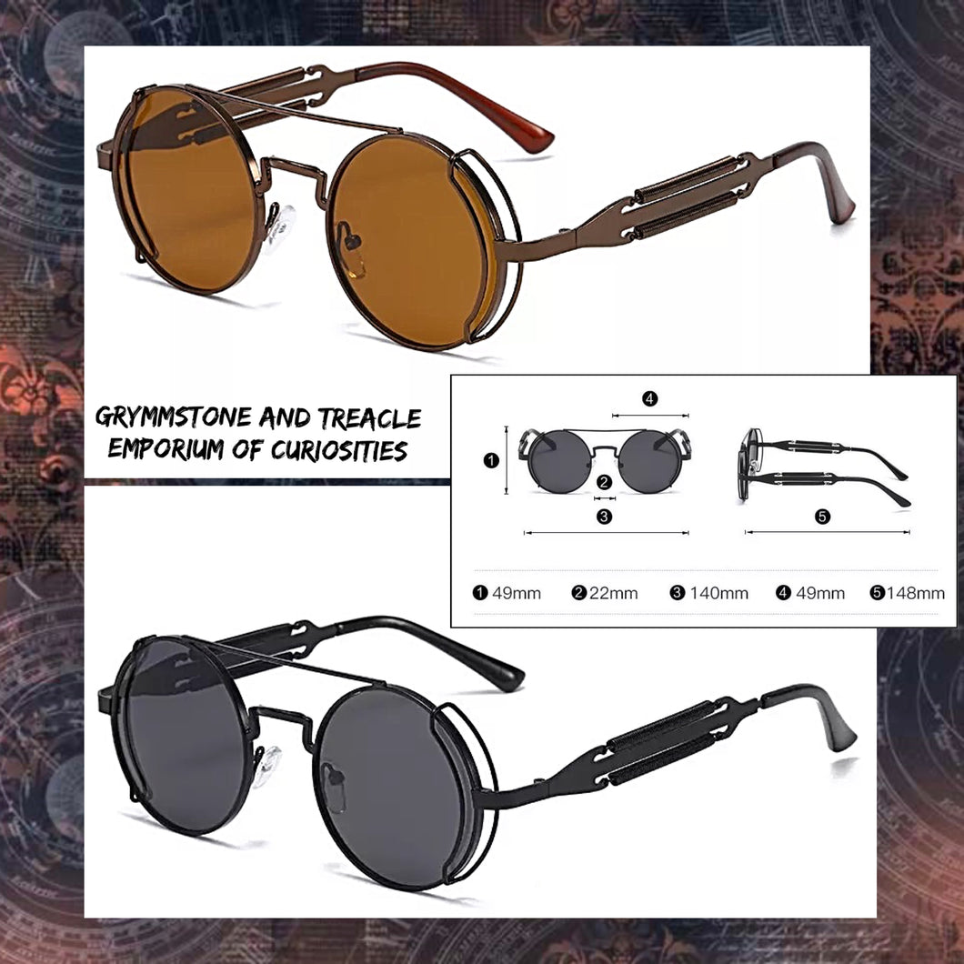 Steampunk Metal Frame and Spring Detail Sunglasses