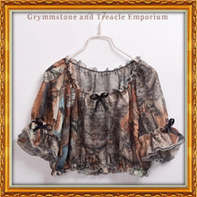 Chiffon “Time Traveller” Print Peasant Blouse