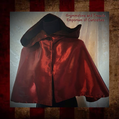 Hooded Satin Cape in Amaranth Red