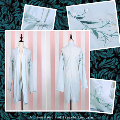 chiffon kimono mint green embroidery