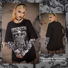 “Everlasting” Oversized T-shirt with Cemetery Print Mesh Undersleeves - Size 12 to 18