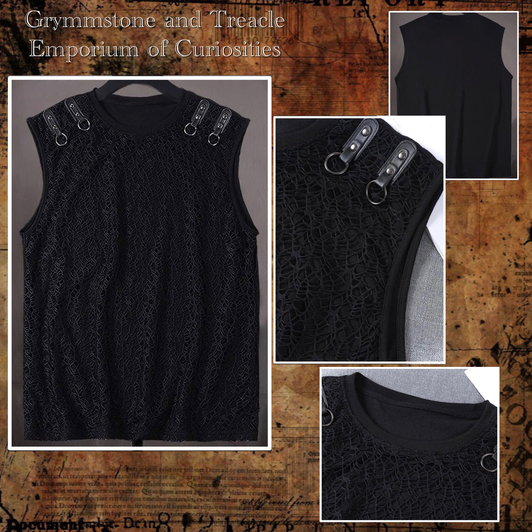 O-Ring Strap with Mesh Overlay Tank Top