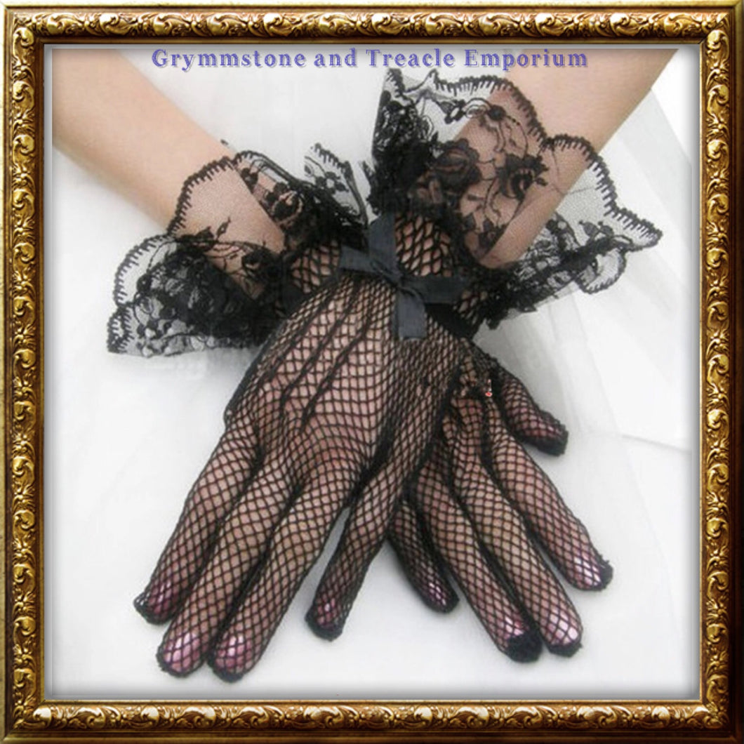 Fishnet and lace gloves